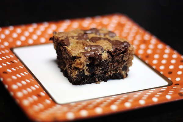 cookie dough topped brownies
