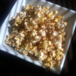 chili choc popcorn in bowl
