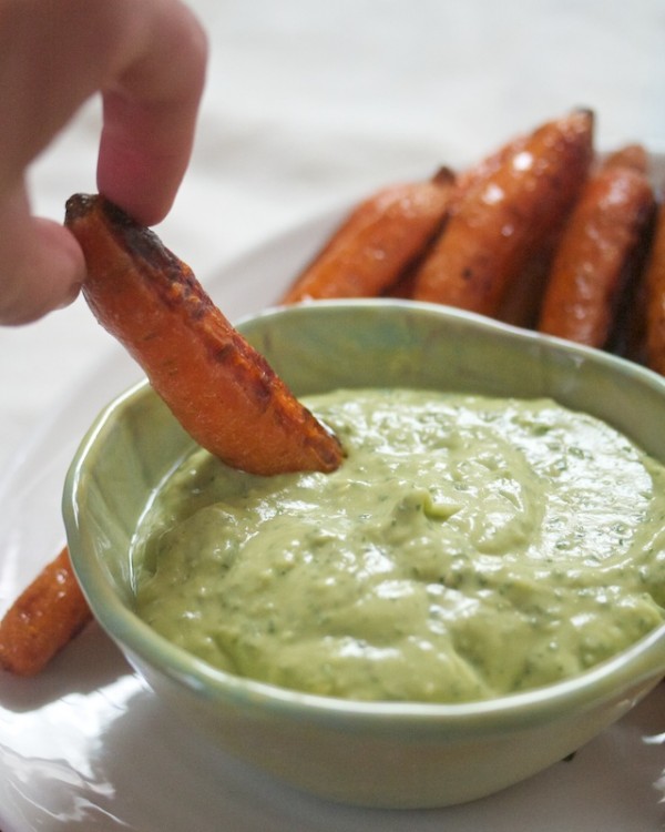 Roasted Carrots with Avocado Aioli | BIg Girls Small Kitchen