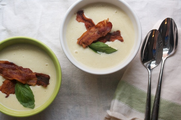 Dairy-Free Corn Soup with Crispy Bacon