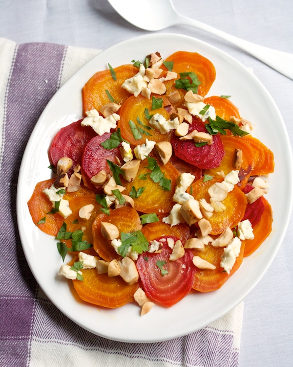 Sliced Beet Salad with Brazil Nuts & Blue Cheese
